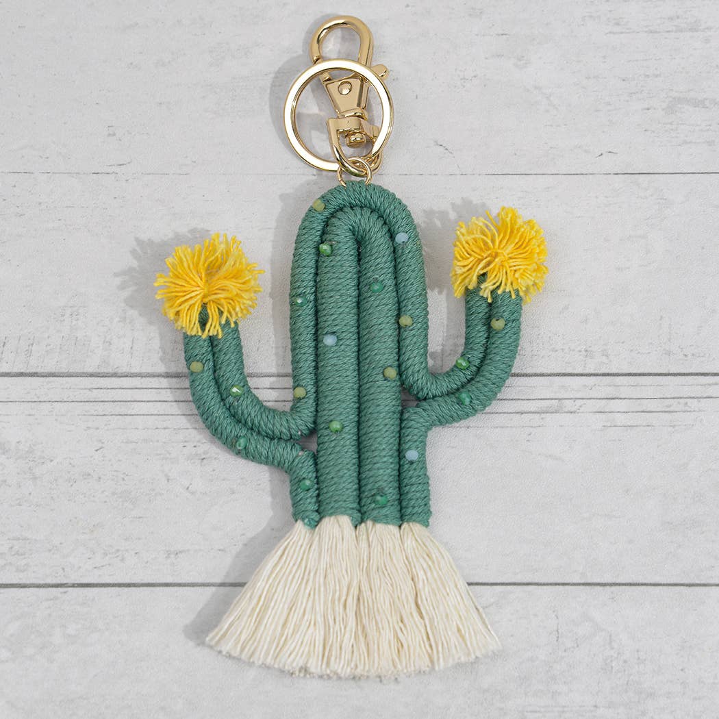 Beaded Woven Cactus Keychain