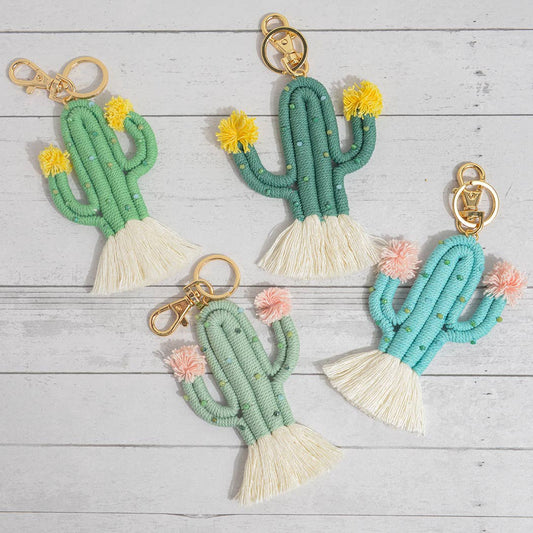 Beaded Woven Cactus Keychain