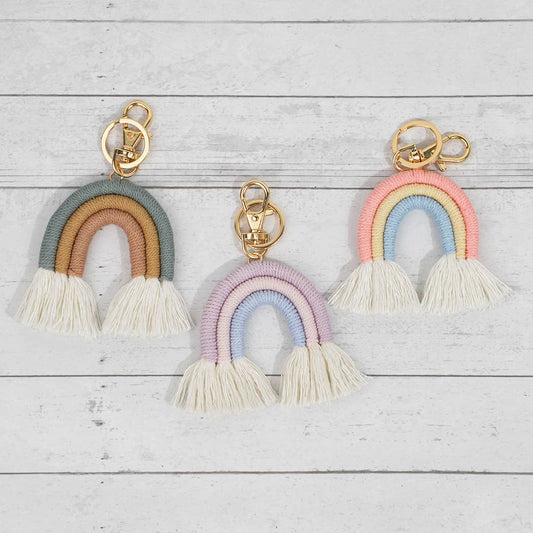 Boho Braided Rainbow Keychain