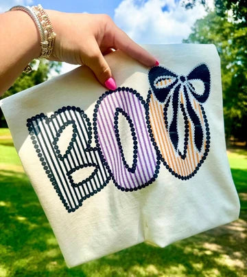 Girly Striped Boo Tee/Crew