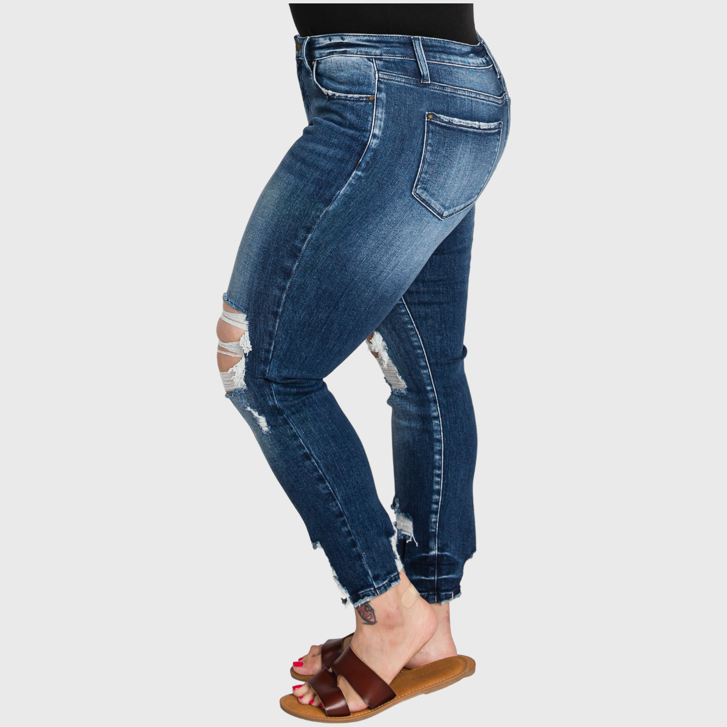(PLUS) HIGH RISE ANKLE SKINNY JEANS