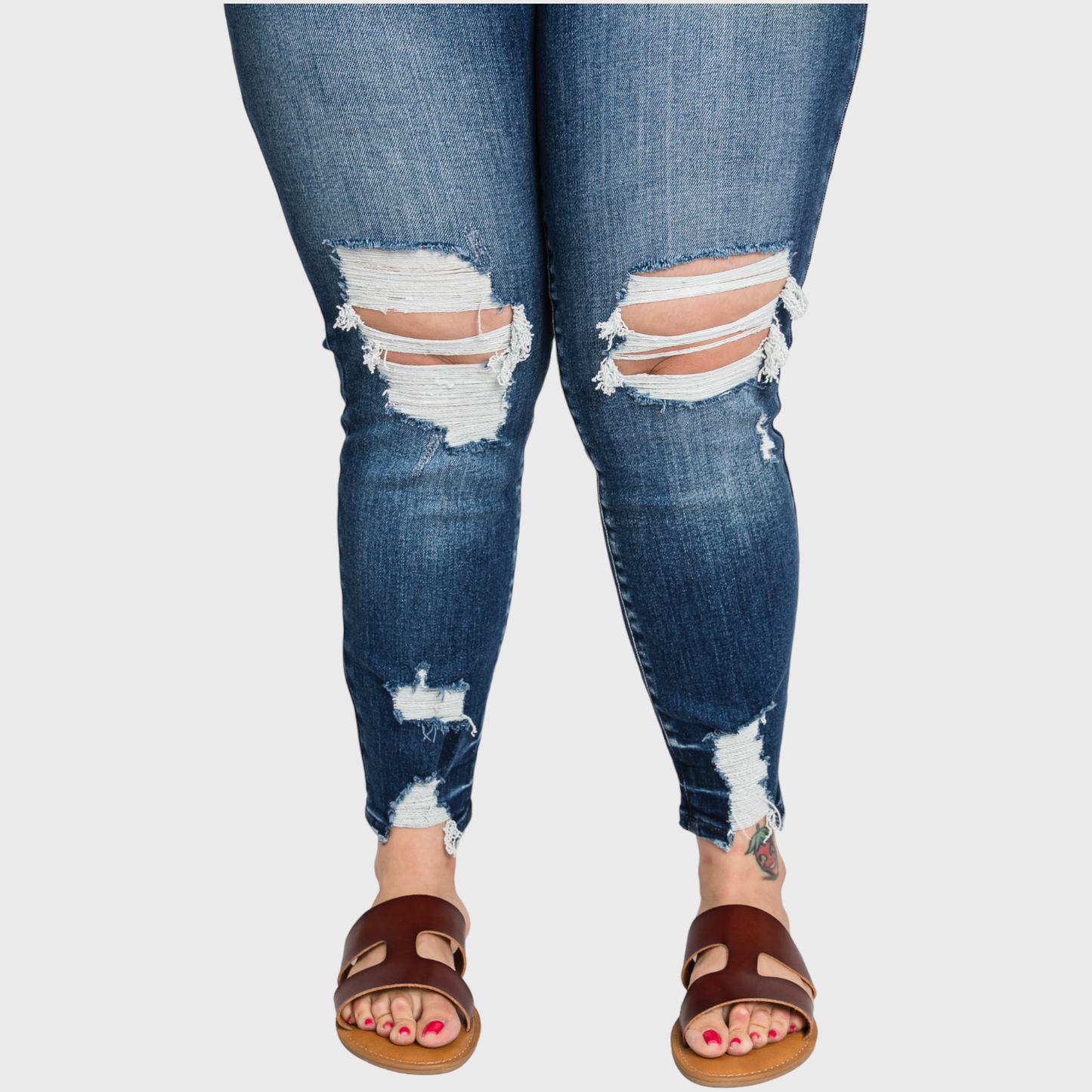 (PLUS) HIGH RISE ANKLE SKINNY JEANS