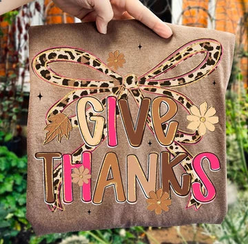 Leopard Give Thanks Tee