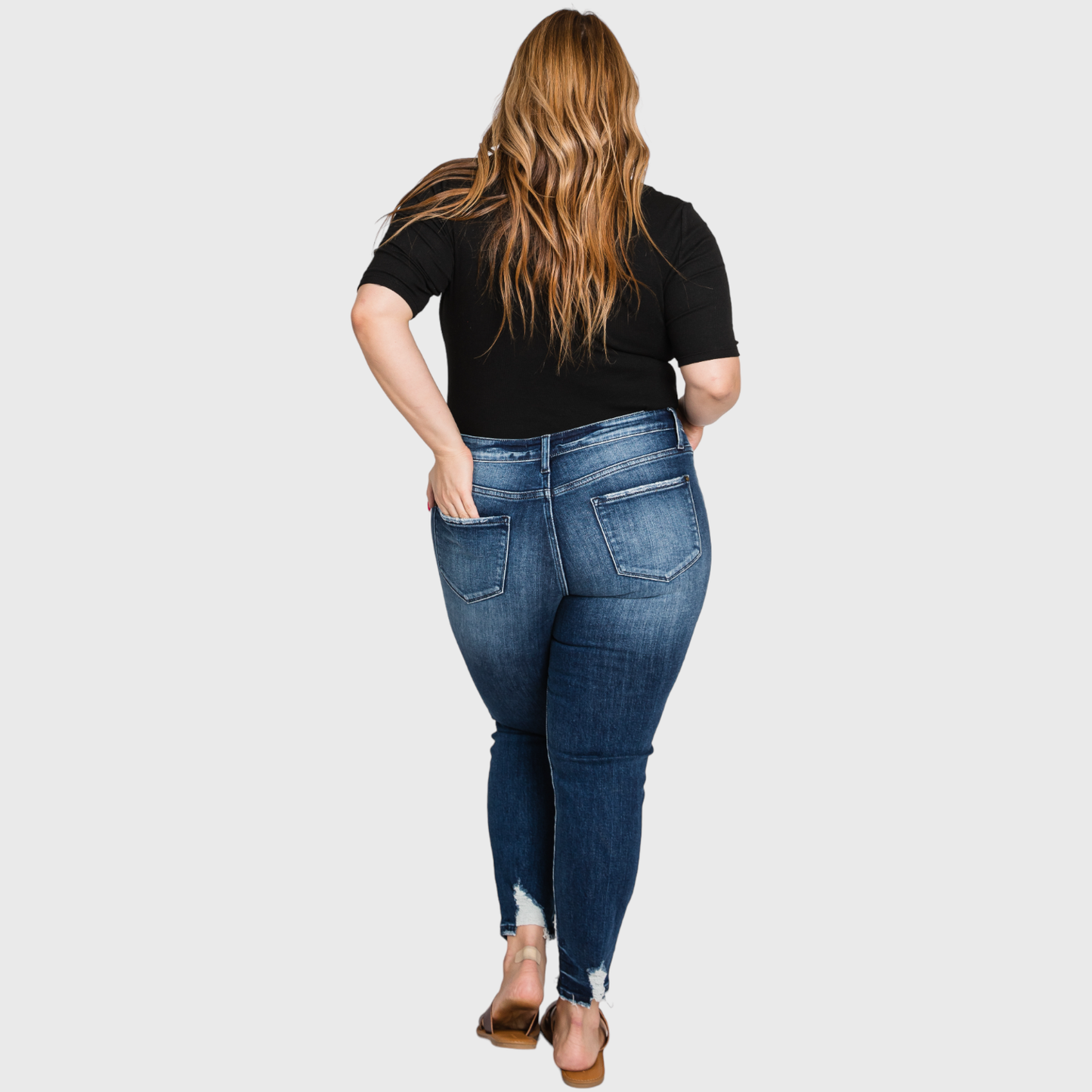(PLUS) HIGH RISE ANKLE SKINNY JEANS