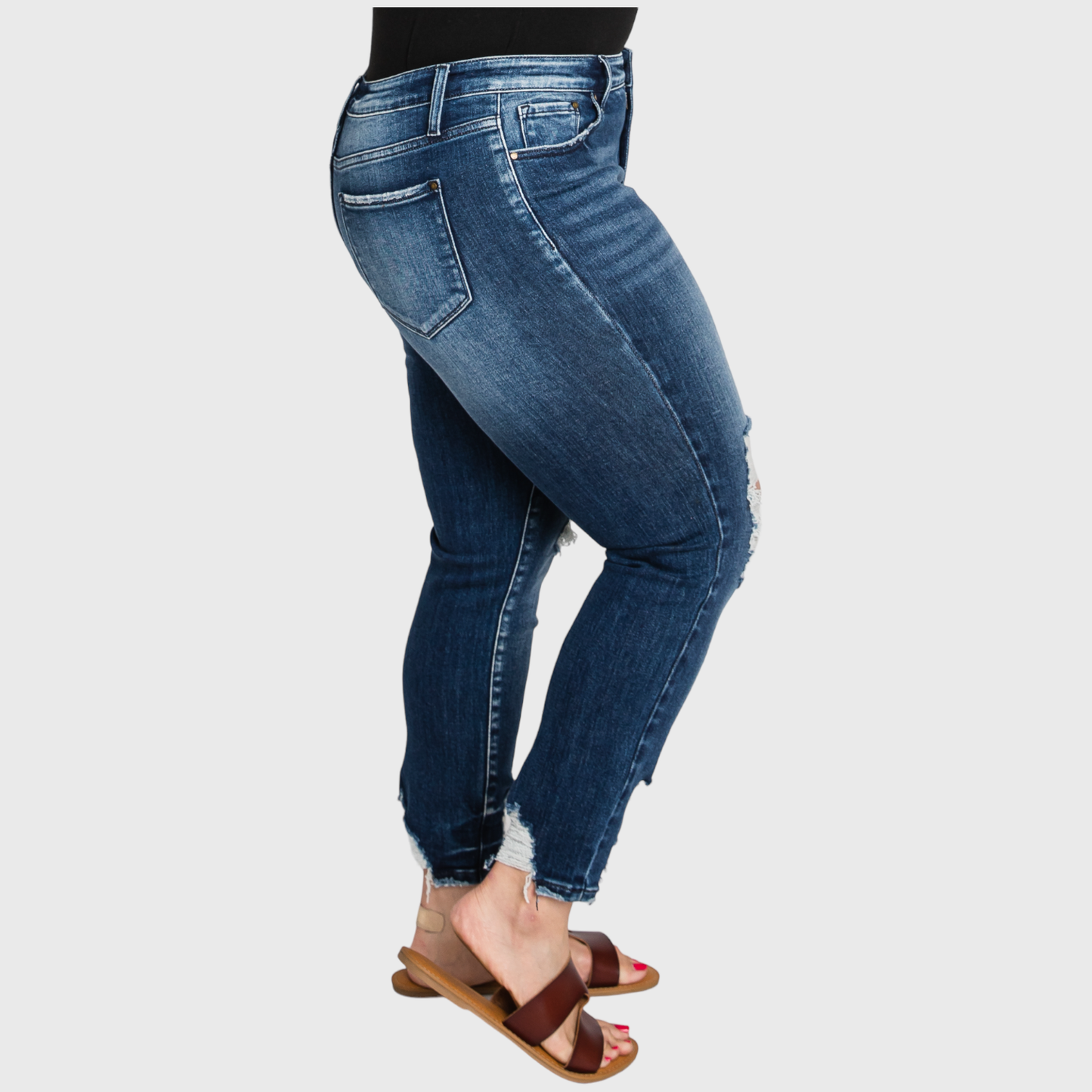 (PLUS) HIGH RISE ANKLE SKINNY JEANS