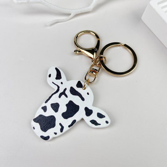 Wooden bull head pendant keychain