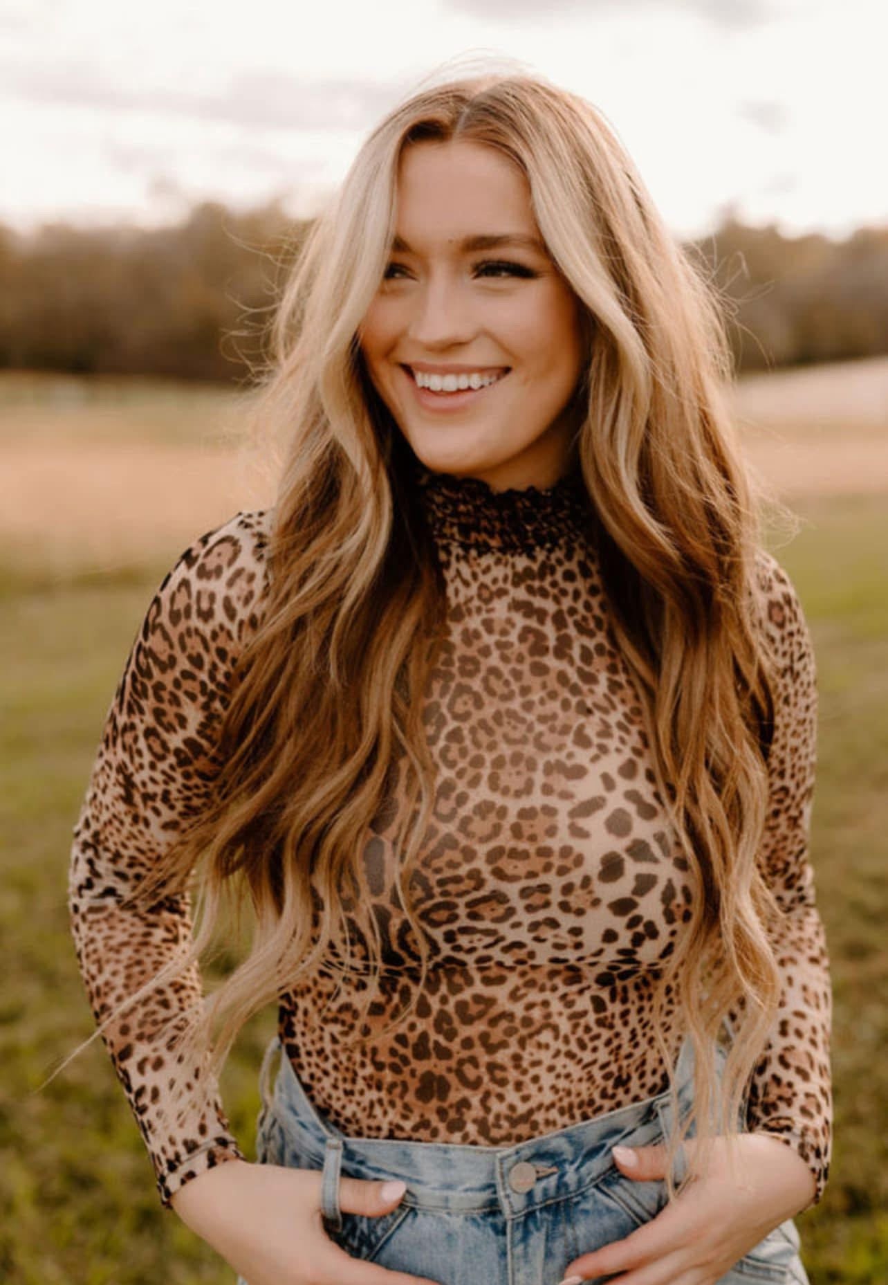Leopard Mesh Top