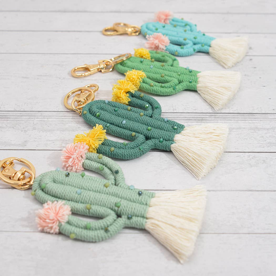 Beaded Woven Cactus Keychain