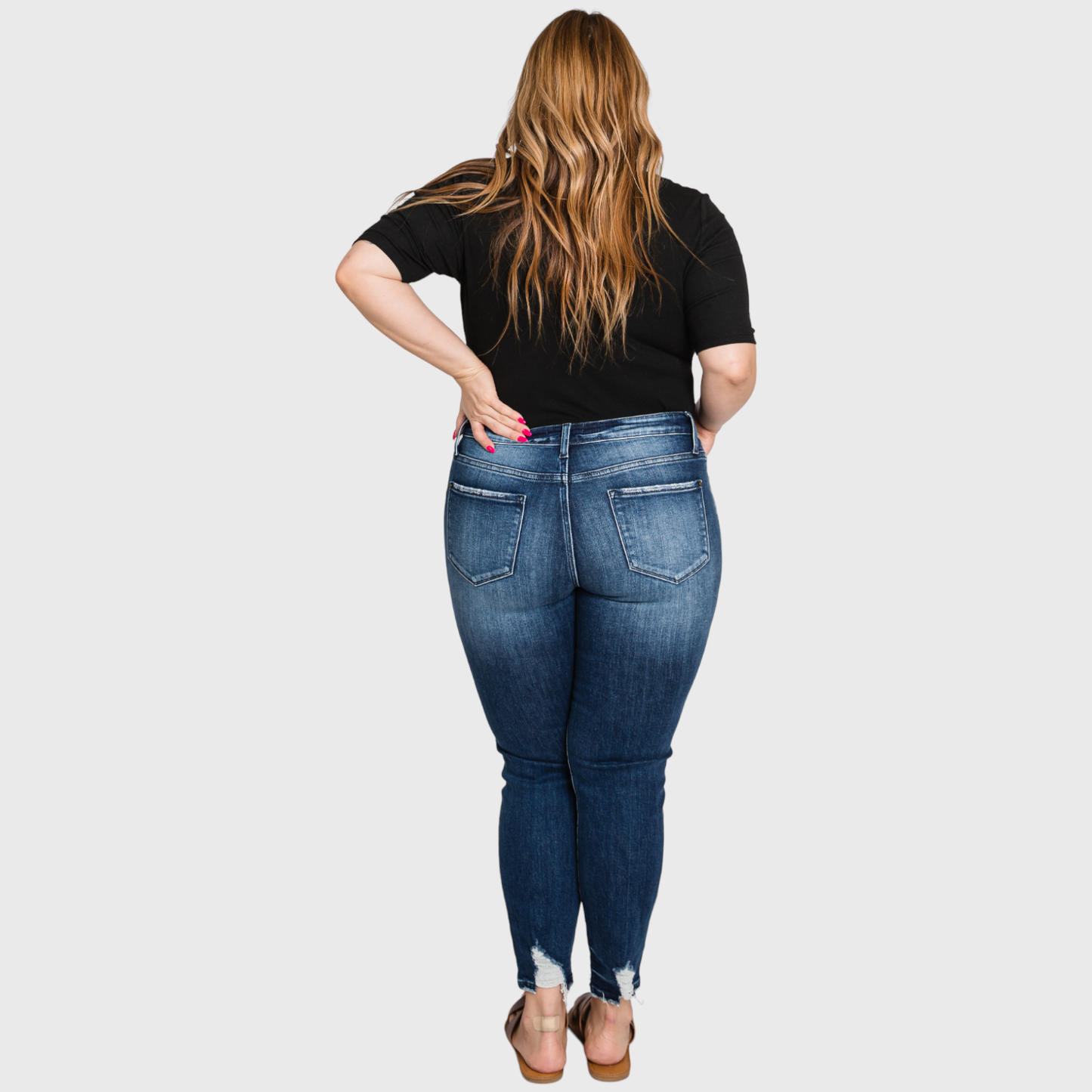 (PLUS) HIGH RISE ANKLE SKINNY JEANS