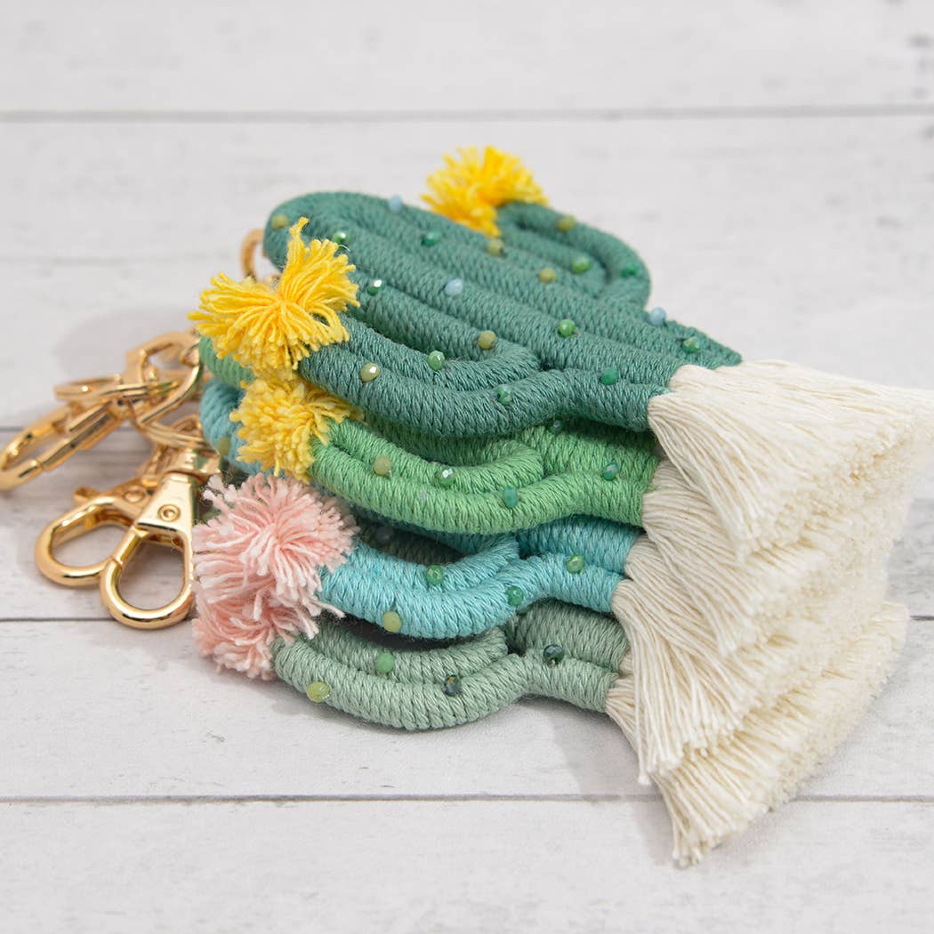 Beaded Woven Cactus Keychain