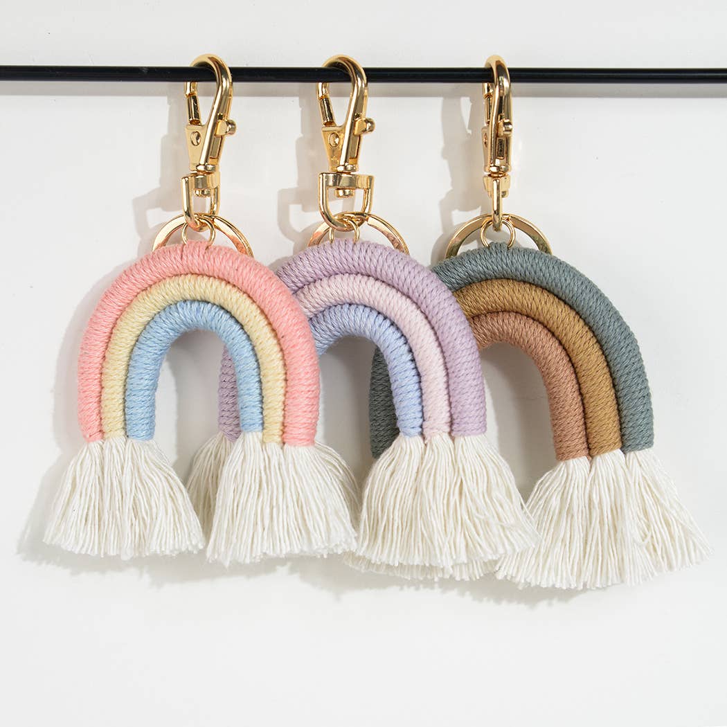 Boho Braided Rainbow Keychain