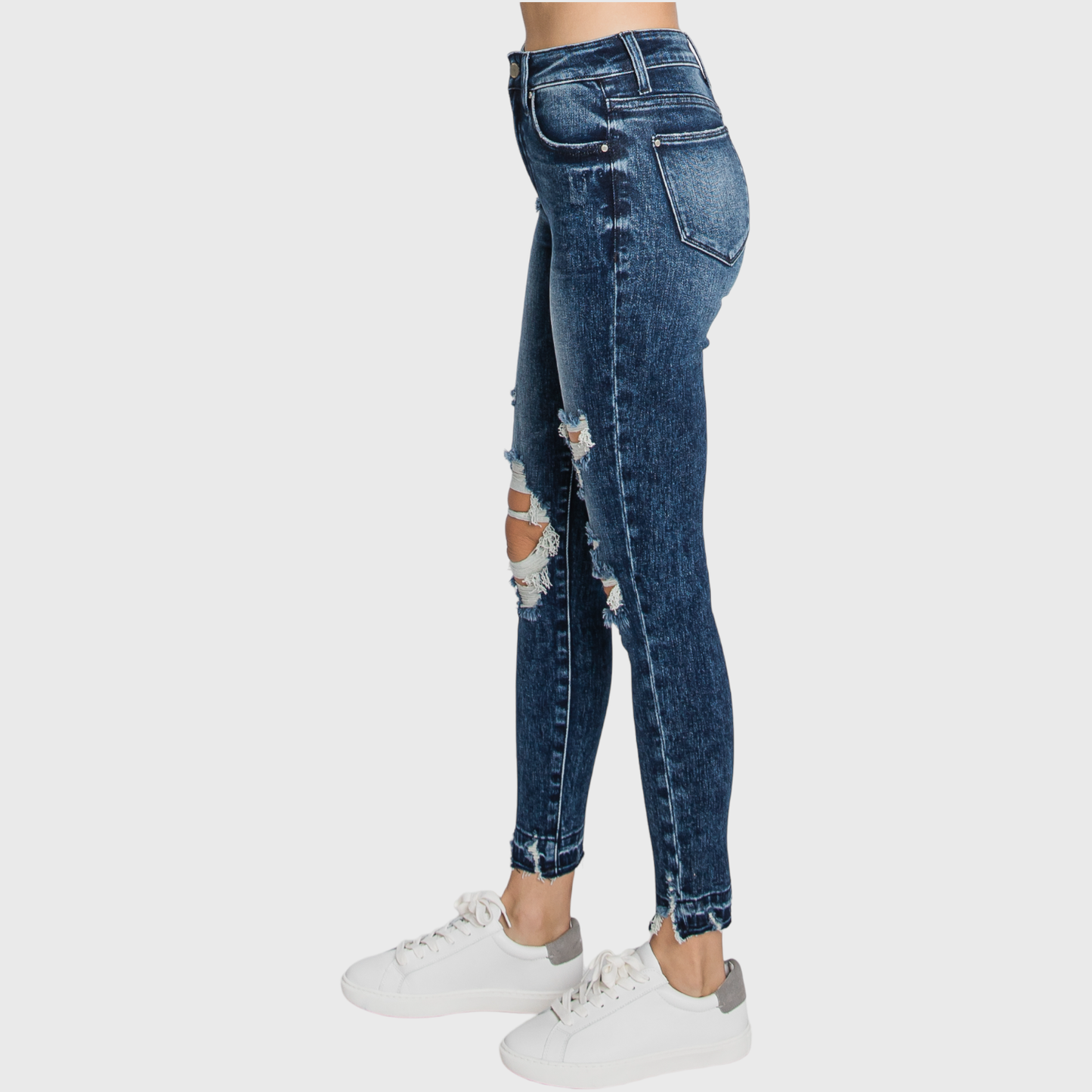 P368AH-DA HIGH RISE DARK ACID ANKLE SKINNY W/ RELEASED HEM