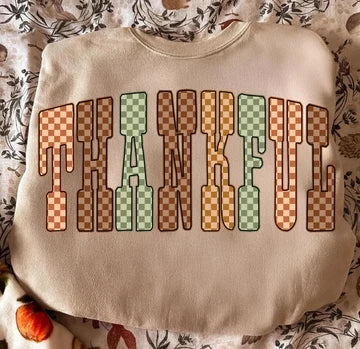 Checkered Thankful Tee/Crew